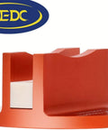 DEDC universal orange aluminum grooved magnetic jack pad with circular base.