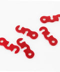 Front view of red Six Piece Aluminum Cord Buckles For Tent Ropes Quick Knot Adjusters Antislip Tighteners Outdoor Gear For Camping Hiking