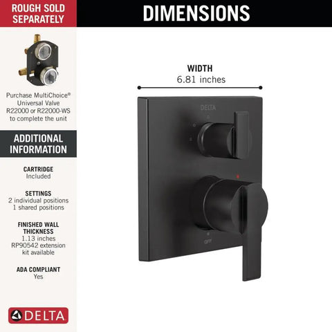 Angular Modern Shower Trim Kit Knockout Matte Black Integrated Diverter Bathroom Refresh Slick Plumbing Fixtures Dead Straight Flow Smooth Handling Rough Parts Sold Separate