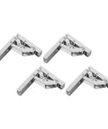 Set of four Space Saving Corner Cabinet Hinges with Short Arm Wide Angle Design in Cold Rolled Steel for kitchens and bathrooms.