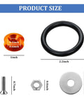 Universal Car Bumper Quick Release Kit size details with orange tab, O-ring, bolt, nut, and washer screws in durable aluminum alloy.