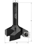Beefy Carbide Spoilboard Surfacing Router Bit, 2-3/8 Inch Diameter, 12mm x 50mm Shank, 4 Sided Carbide Inserts, 3 Cutting Edges