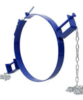 Heavy Duty 55 Gallon Steel Drum Lifter Ring With 1200 Lbs Capacity Tilting Clamps For Forklifts And Manual Use Durable Carbon Steel Barrel Transport Gear in blue.