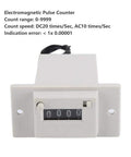 Four Digit Mechanical Pulse Counter Totalizer, Electromagnetic Industrial Counter, DC12V Powered for Water Meter Systems, Electricity Monitoring, Production Line Automation, A Go To Workhorse for High Accuracy and Fast Counting. Front view with 4-digit window and lock switch.