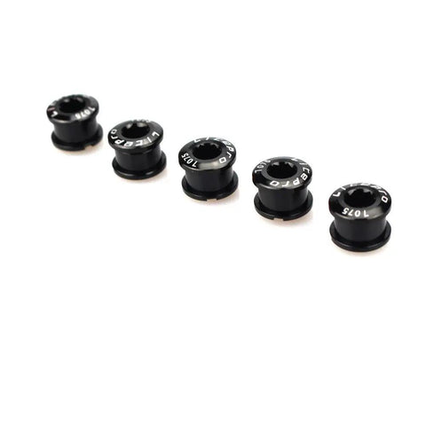 Lightweight CNC Machined 7075 Aluminum Single Chainring Bolts 5 Pack M8 For Road Mountain BMX MTB And Fixie Bikes Black Finish
