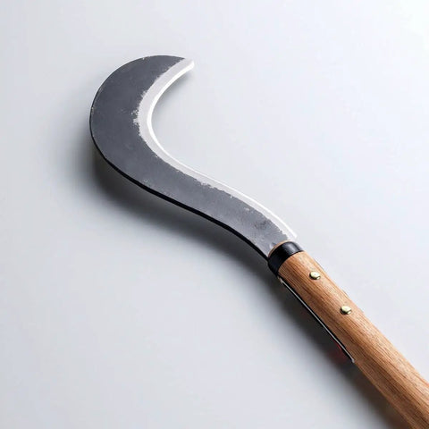 Long Handle Scythe With Double Edged Aogami No 2 Steel Blade For Forestry And Gardening Tasks 31.9 Inch Long Tool Weighing 720 Grams