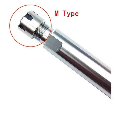 Cnc Er25 Er32 Collet Chuck Extended Milling Lathe Holder showing M Type end with precision threading and hex design.