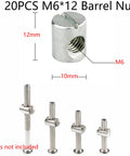 Diagram of M6 X 12 mm barrel nuts with size specifications, part of a replacement hardware kit for bunk beds and furniture.