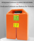 Heavy Duty 48V 20Ah LiFePO4 Lithium Battery Designed To Power Your Electric Forklift Or Pallet Truck Motor Like A Champ With Smart Bms Safety And Zero Hassle Plug Ins, rugged orange casing.