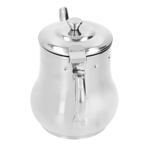 Slick Stainless Steel Teapot With Fine Mesh Strainer 500ML Capacity Stovetop Tea Kettle showing a polished exterior and ergonomic handle.