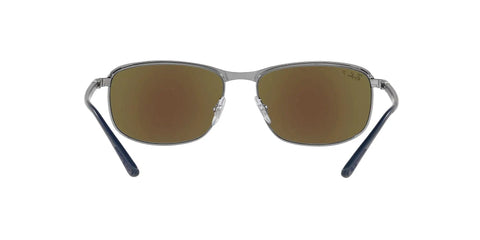 Front view of Chromance Polarized Rectangular Sunglasses Unisex With Mirrored Blue Lenses On Gunmetal Frame 60mm All Day Comfort Easy On The Eyes