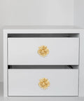 Drawers with Gold Brass Peony Flower Cabinet Knobs And Drawer Pull Handles For Kitchen Bathroom Bedroom Furniture Hardware Vintage Copper Finish With Elegant Floral Design For Rustic And Modern Decor installed.