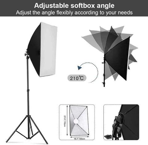 Adjustable Softbox Lighting Kit for Studio, Dual 19.7x27.5 Inch Light Boxes, 2x 85W 5700K LED Bulbs, Pro Grade Photography