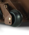 Close-up of Anti-Scalp Deck Wheel For 48 To 72 Inch Mower Decks With TrimMaster Left And Right Roller Kits, installed on deck