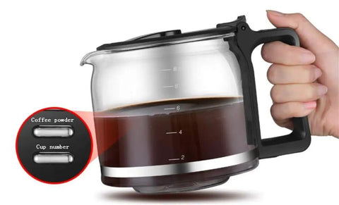 Glass carafe from All In One Coffee Maker With Milk Frother And Dual Use Ground Or Bean Coffee System Easy Clean Design Transparent Water Tank