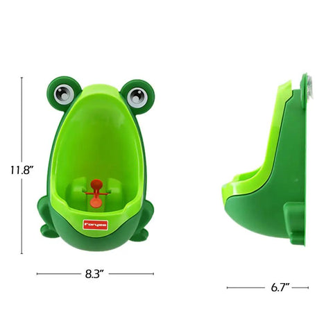 Heckin Cute Frog Potty Training Urinal For Boys With Funny Aiming Target And Super Suction Cup Mount Easy Clean Removable Bowl Adjustable Height Straight Up Great For Little Dudes