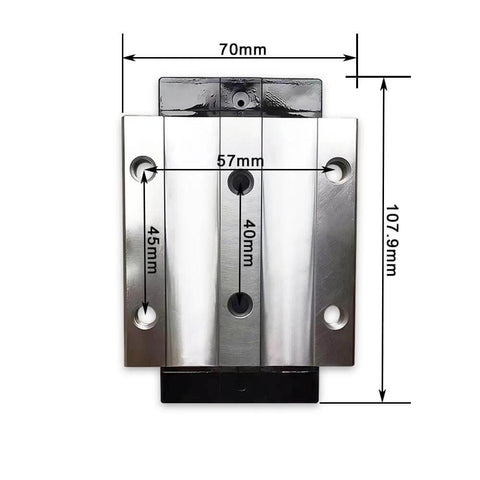 FLS extended slider guide block, single slide unit with sealed ball bearing, fits R165329320 dimensions front view