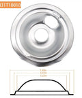 Chrome Drip Pans Replacement Kit For Electric Range With Locking Slot includes a 7.6-inch diameter silver pan.
