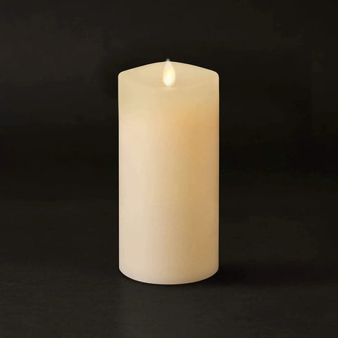 Oversized Flameless Pillar Candle White Unscented Real Wax LED Battery Operated 7.5 Inch Tall with Flickering Real Flame Effect