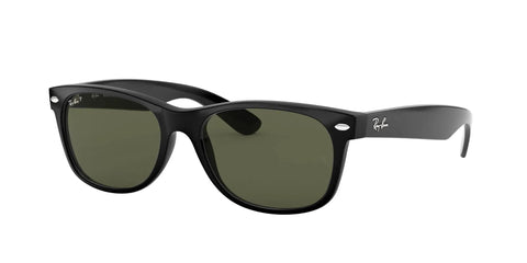 RB2132 New Wayfarer Polarized Square Sunglasses Unisex Slim Black Frame With Green Polarized Lenses 55mm