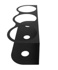 Heavy Duty Wall Mounted Spray Can Rack Solid Iron Garage Organizer Rig That Holds Tight Stores Three Paint Bottles Securely Black side view