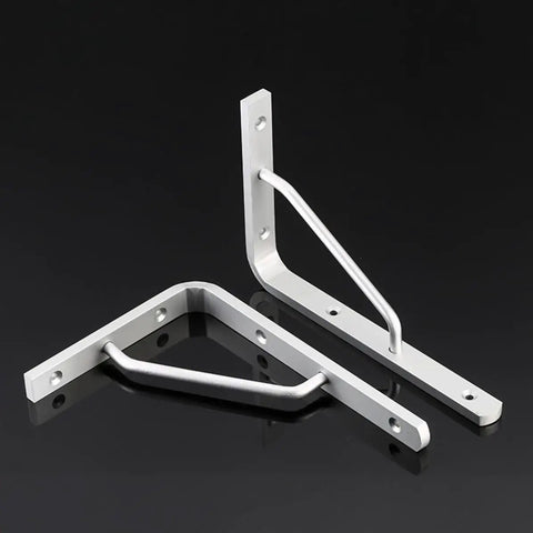 Heavy Duty Aluminum Triangle Shelf Brackets Set Of 2 With Rounded Corner Design for wall mounted shelves and benches.