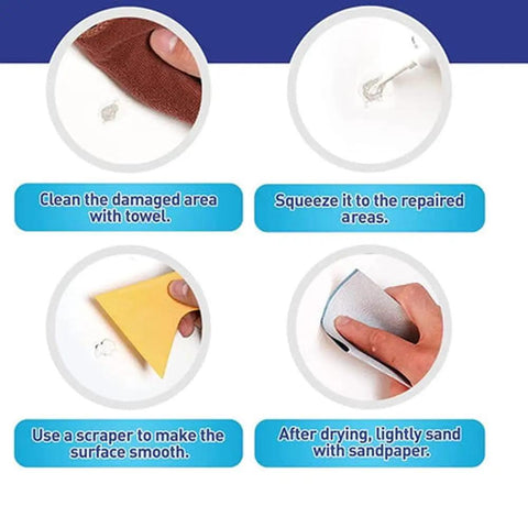Fast-Drying Wall Repair Kit With Scraper Pro-Grade Drywall Patch Spackle Paste For Easy Hole Crack Scratch And Pit Fixes Strong Adhesion Sandable Paint Ready