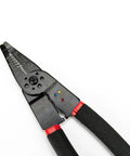 Multi-Functional Electrical Wire Stripper Pliers With Ergonomic Non-Slip Handle For Coax Cable And Insulated Terminals Crimping Tool Steel Electrician Grips on white background.