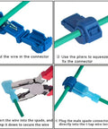 60 Pieces T Tap Wire Connectors Kit With Quick Splice Terminals And Insulated Male Spade Connectors, assembly steps