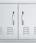 30-Inch Double Door Flush Mount Cabinet With 16 Louvered Vents, Stainless Steel 304 for outdoor kitchen storage
