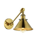 2 Pack Swing Arm Wall Light With Adjustable Brass Finish Sconce And Cone Shade Industrial Vintage Wall Lamp Mounted Lighting Fixture