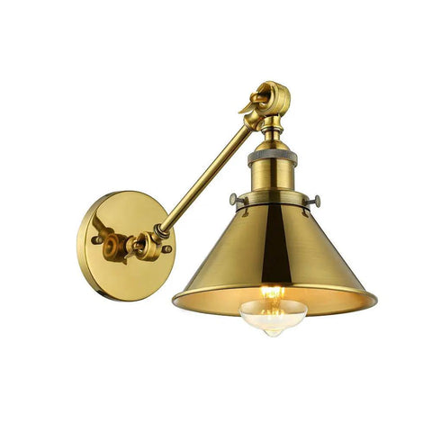2 Pack Swing Arm Wall Light With Adjustable Brass Finish Sconce And Cone Shade Industrial Vintage Wall Lamp Mounted Lighting Fixture