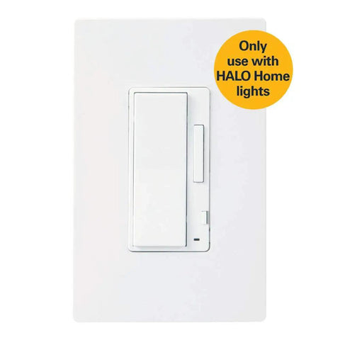 In-Wall Accessory Dimmer For Smart Home Lighting Easy Wall Dimmer Switch For A Single Fixture Or Whole Room Works With Smart Lights And Home Automation White Finish App Pairing Required For Setup. Only use with HALO Home lights.