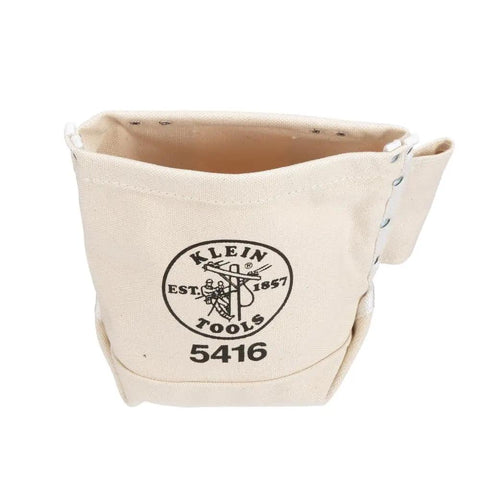 Small Tool Pouch For Bolt Storage With Bull Pin Loops On Each Side Built Tough In Durable No 4 Canvas With Belt Clip And Double Bottom 5 X 10 X 9 Inches Made In USA Perfect For Electricians And Techs On The Job, front view