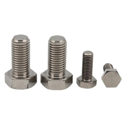 Pro Grade Pure Titanium Hex Bolts And Screws M12 Thread 10 Piece Lot Sizes 10 To 120mm DIN933 displayed in various heights.