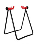 Black and red Beefy Heavy Duty Folding Bike Stand For Mountain And Road Bikes With A 360 Degree Clamp Lightweight Aluminum Alloy And PVC