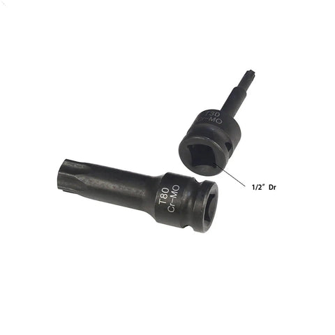 T30 and T80 bits from 8 Piece Pneumatic Wrench Hex Drive Bit Set T30 T40 T45 T50 T55 T60 T70 T80 Driver Bits in S2 Steel