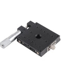 Top Shelf X Axis Manual Slide Table Featuring External Digital Micrometer Dial Control 80x80mm Roller Base Black Anodized Aluminum Build