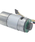 High Torque 6V 12V 24V Dc Gear Motor With Encoder And Hall Sensor For Robotic Projects And Automation Systems side view with wiring.