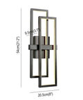 Sleek Black LED Wall Light Sconce 20W 1800 Lumen Triac Dimmable Indoor Fixture, rectangular design, wall mounted, 8x21.2 inch