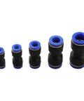 50 Pack Straight Push Connectors Pneumatic Fittings Kit With Quick Release Air Hose Adapters For Machinery Electronics And Auto Jobs In Black And Blue, black-blue PU fittings