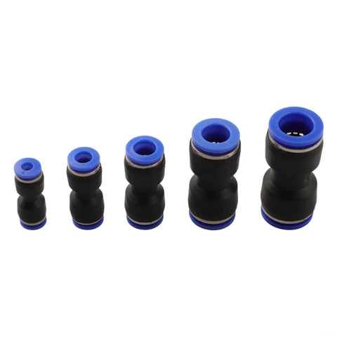 50 Pack Straight Push Connectors Pneumatic Fittings Kit With Quick Release Air Hose Adapters For Machinery Electronics And Auto Jobs In Black And Blue, black-blue PU fittings