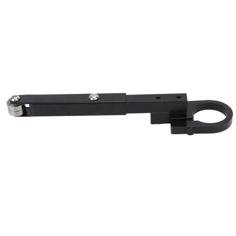 Straight Up Belt Sander Conversion Kit For 100 And 125 Angle Grinders Beefy Steel Polisher Adapter Quick Attach Mount shown from side angle