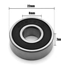 Wellgo 608-2RS ball bearing, 8x22x7 mm, double rubber-sealed shielded for skateboards.