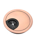 Premium Zinc Alloy Desk Grommet Kit With Rotatable Flip Top And Removable Center For 50 To 80 Mm Holes In Sleek Brushed Or Shiny Colors, Totally Rad For Managing Cables And Polishing Your Workspace Stylishly. rose gold desk cable grommet with flip top