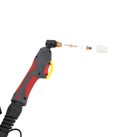 Plasma Cutter Torch PT 31 Air Plasma Cutting Gun With M161.5 Brass 2 Pin Connectors; flexible neck and components visible