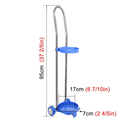 Gas Cylinder Cart With Ring Clamp, Built Tough Steel Hand Truck For Oxygen And Welding Cylinders, Height Adjustable Mobile Cart On Wheels, 95cm