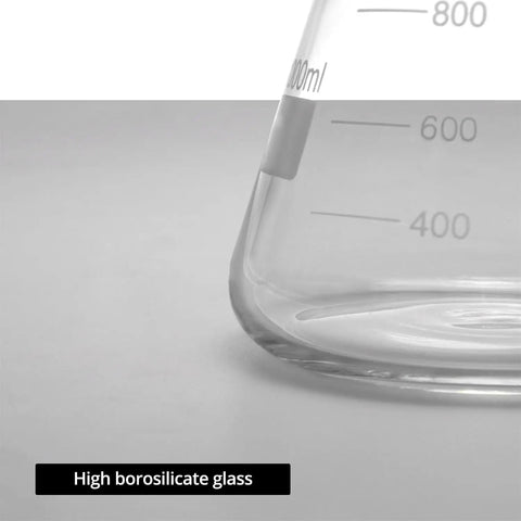 Close-up of borosilicate glass filter bottle from Pro Grade Buchner Funnel Filtering Gear with Borosilicate Glass 250ml Funnel and 1000ml Filter Bottle 24 to 29 Joint Lab Vacuum Filtration Setup for Research and Chemical Applications
