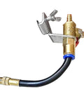 Keep Dust To The Curb And Your Equipment In Top Shape With This Smooth Two Mode Flexible Water Sprayer Nozzle For Angle Grinders Concrete Cutting And Tough Construction Sites, detailed view of brass valve and hose attachment.