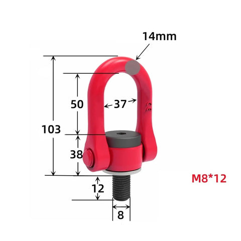 Battle Ready G80 High Strength Alloy Steel Swivel Hoist Ring With 360 Degree Spin And Wide U Lifter For Hard Core Mold Rigging Locks Right Onto Metric Fasteners M8 To M42 Single Pack